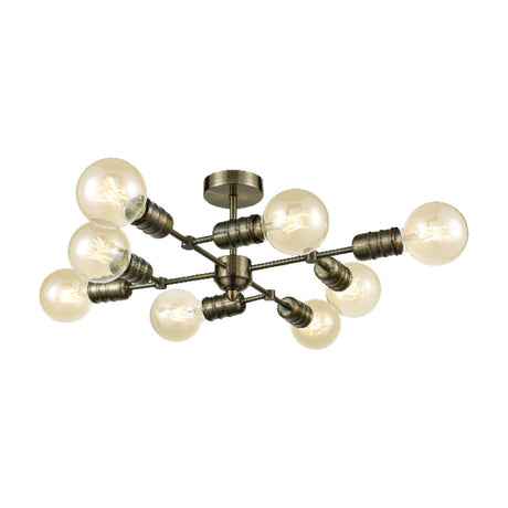 Impact 8 light ceiling light in antique brass finish