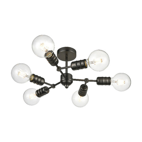 Impact 6 light ceiling light in gunmetal finish