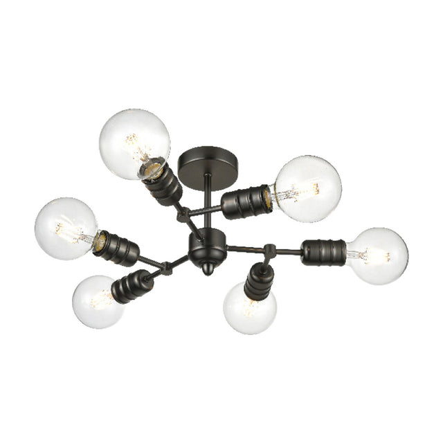 Impact 6 light ceiling light in gunmetal finish