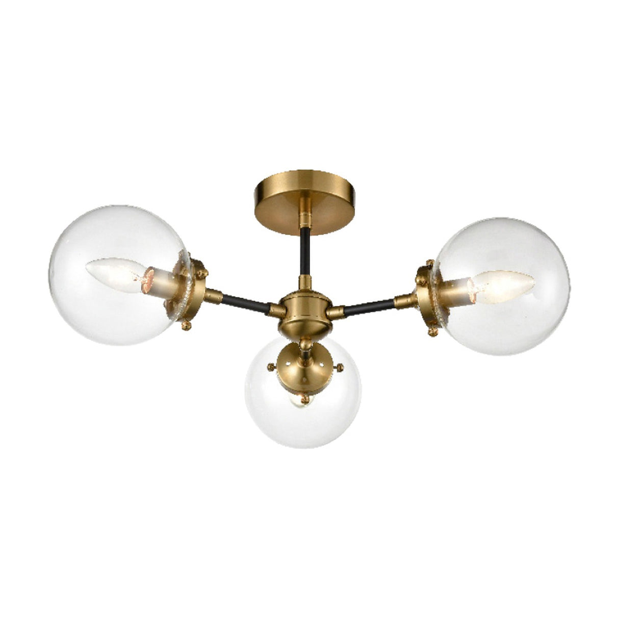 Attraction 3 light ceiling light in black and gold finish