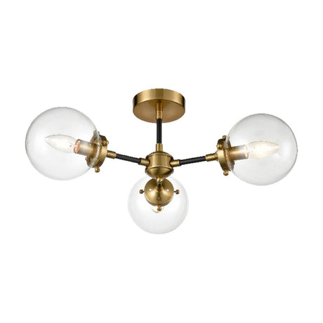 Attraction 3 light ceiling light in black and gold finish
