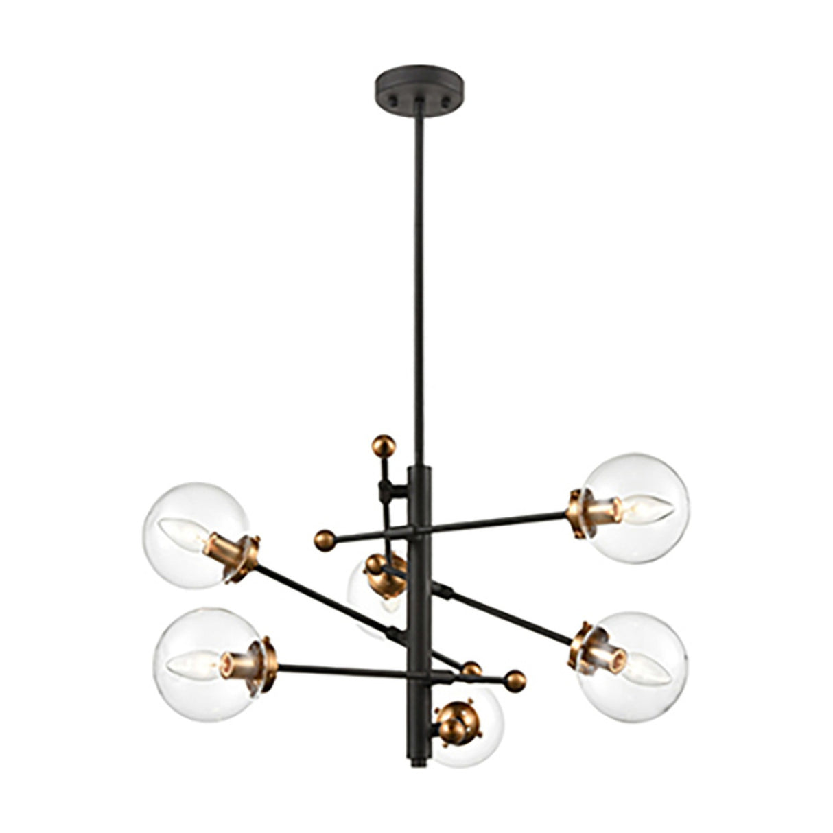 Diffraction 6 light chandelier in black and gold finish