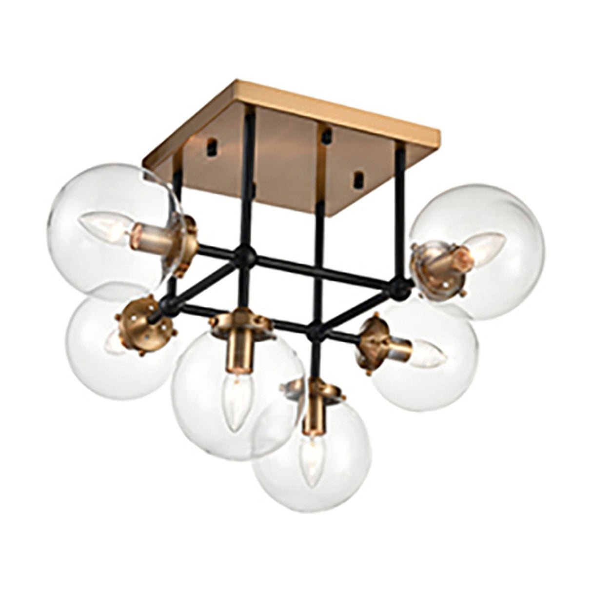 Diffraction 6 light ceiling light in black and gold finish
