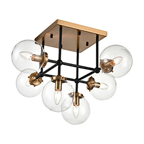 Diffraction 6 light ceiling light in black and gold finish
