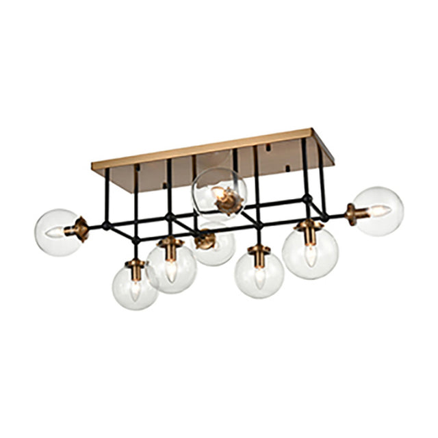 Diffraction 8 light ceiling light in black and gold finish