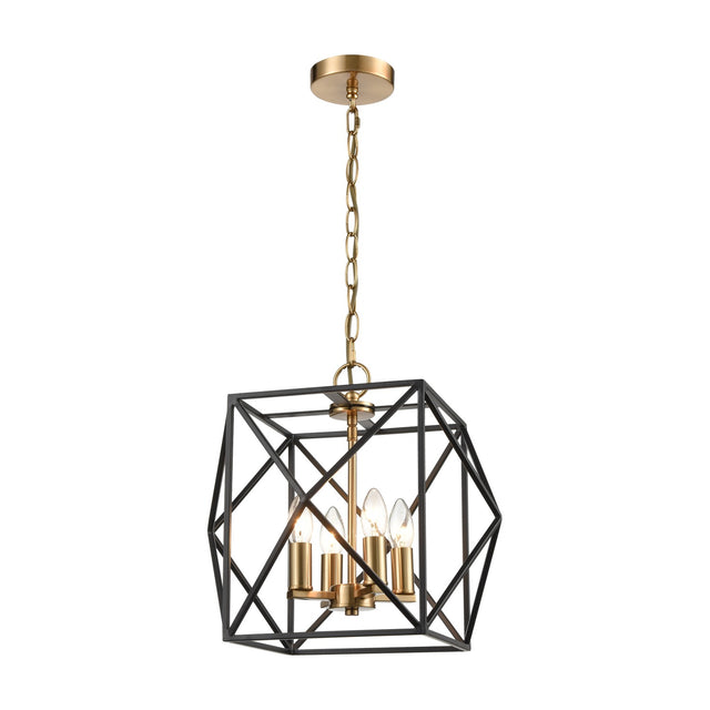 Anglit 4 light ceiling light in black and gold finish