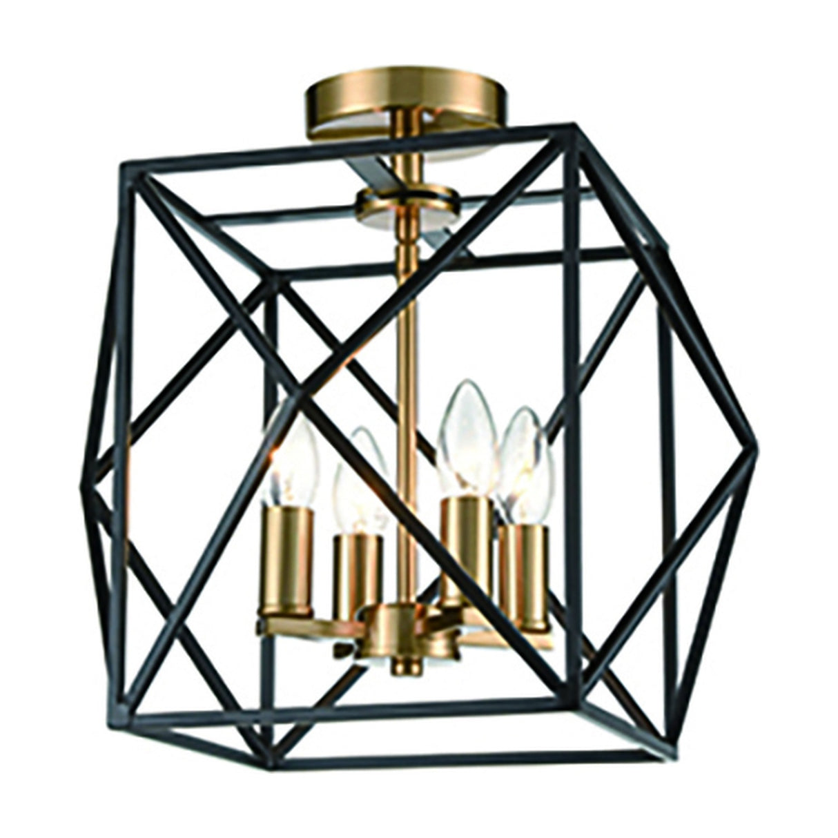 Anglit 4 light ceiling light in black and gold finish, alternative view