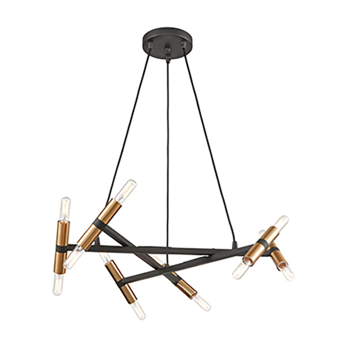 Anglit 12 light chandelier in black and gold finish