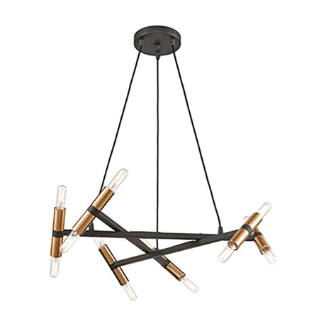 Anglit 12 light chandelier in black and gold finish