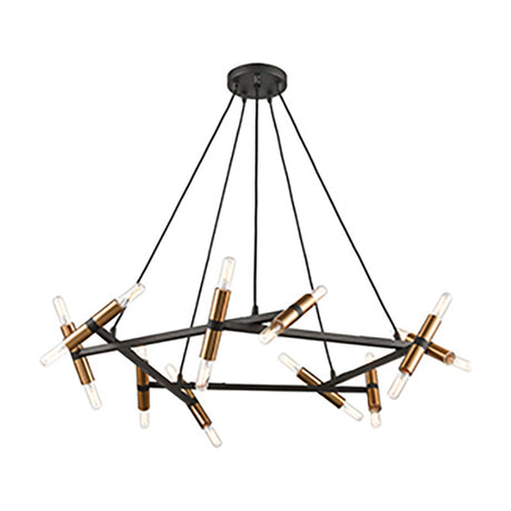 Anglit 20 light chandelier in black and gold finish