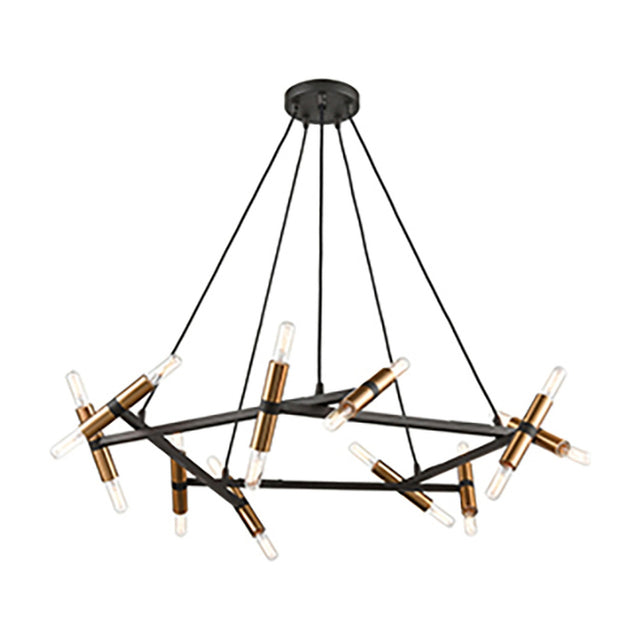 Anglit 20 light chandelier in black and gold finish