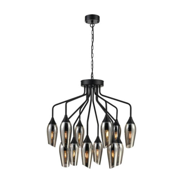 Taper 12 light chandelier in black finish