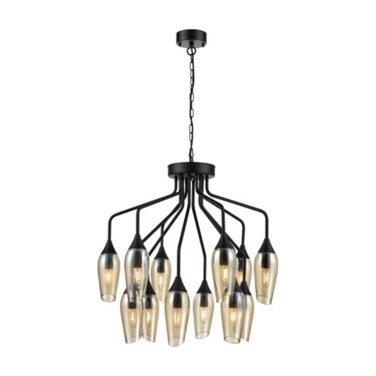 Taper 12 light chandelier in black finish