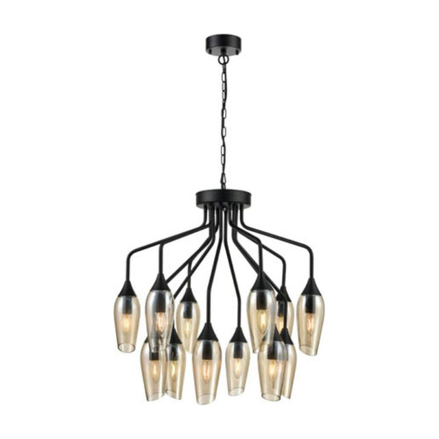Taper 12 light chandelier in black finish