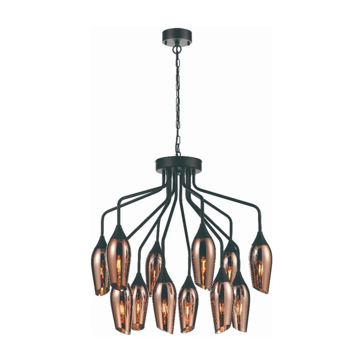 Taper 12 light chandelier in black finish