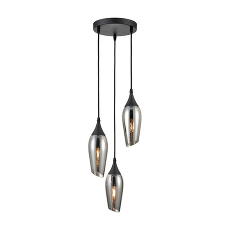Taper 3 light pendant light in black finish