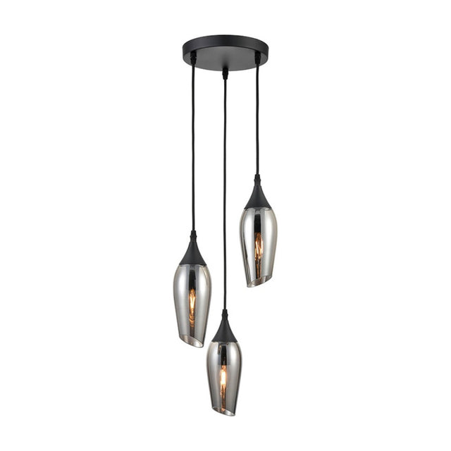 Taper 3 light pendant light in black finish