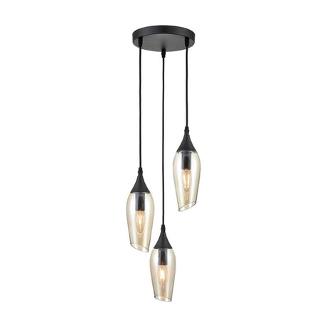 Taper 3 light pendant light in black finish