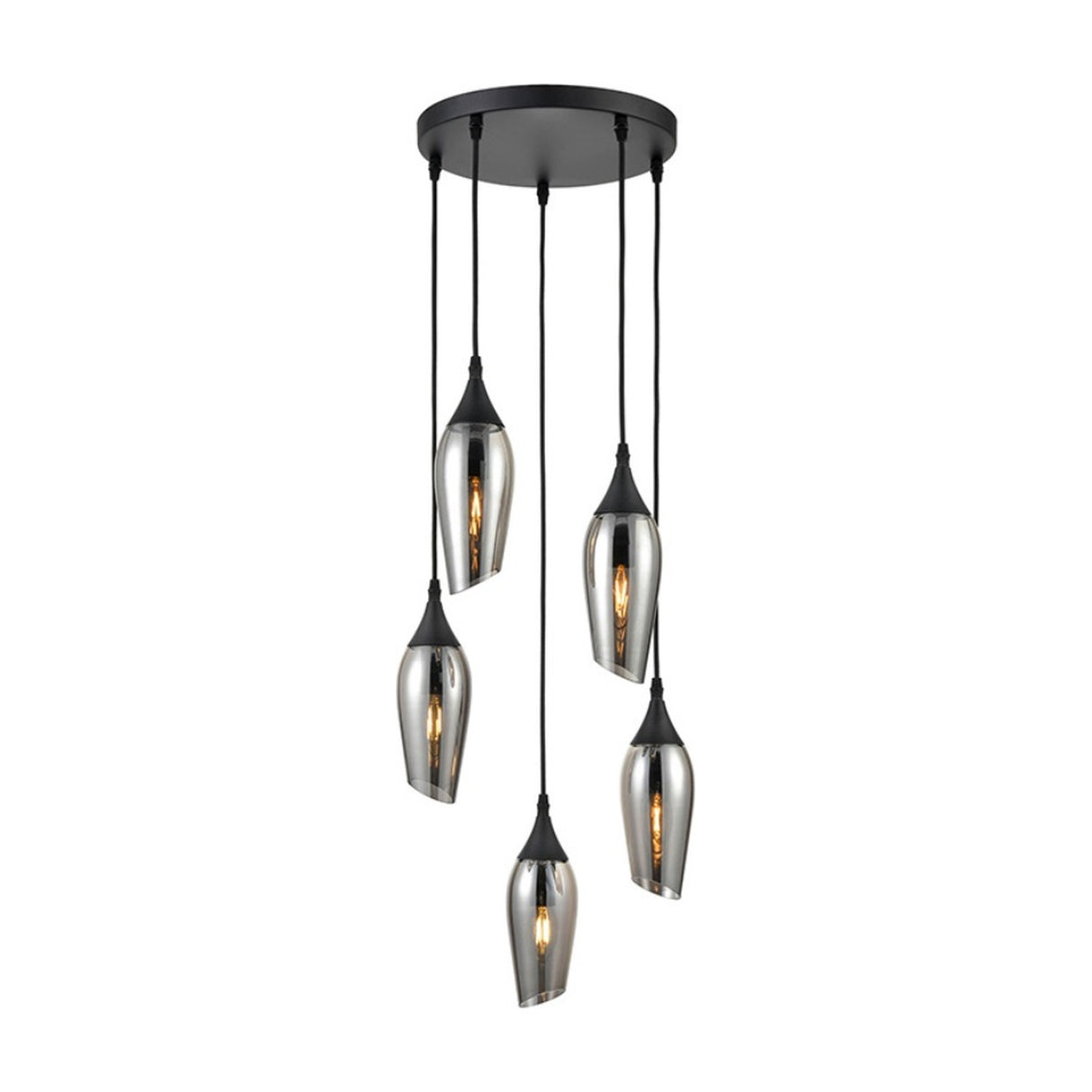 Taper 5 light pendant light in black finish