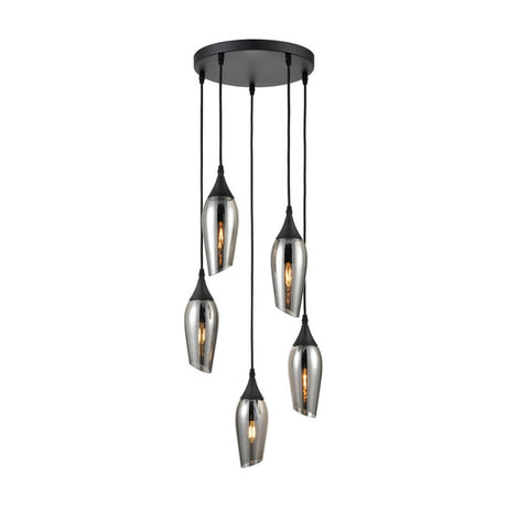 Taper 5 light pendant light in black finish