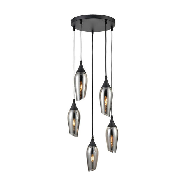 Taper 5 light pendant light in black finish