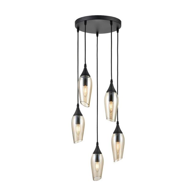 Taper 5 light pendant light in black finish