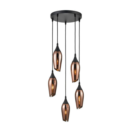 Taper 5 light pendant light in black finish