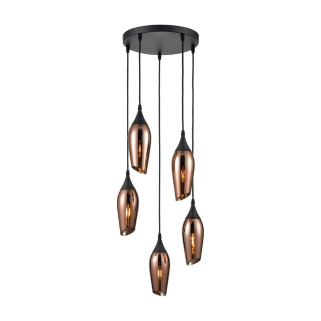 Taper 5 light pendant light in black finish