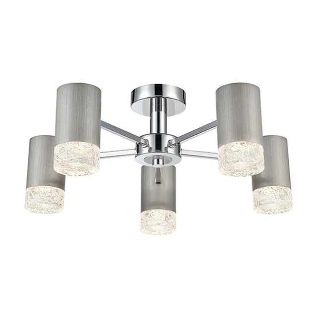 Cordelia 5 light ceiling light in satin nickel finish