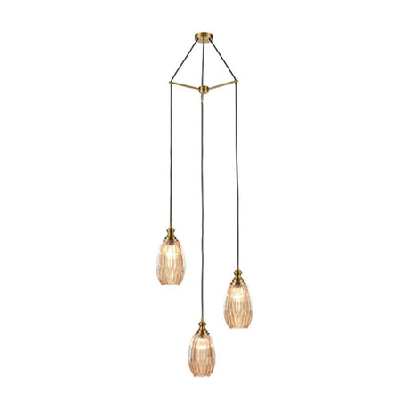 Refract 3 light pendant light in bronze finish