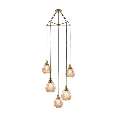 Refract 5 light pendant light in bronze finish