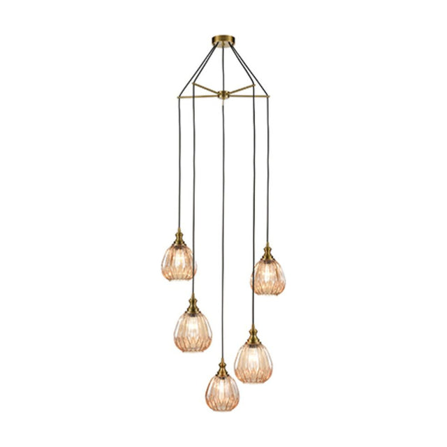 Refract 5 light pendant light in bronze finish