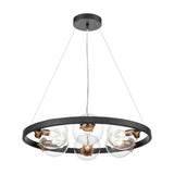 Roundell 6 light pendant light in black and gold finish