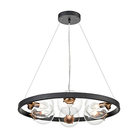 Roundell 6 light pendant light in black and gold finish, alternative view