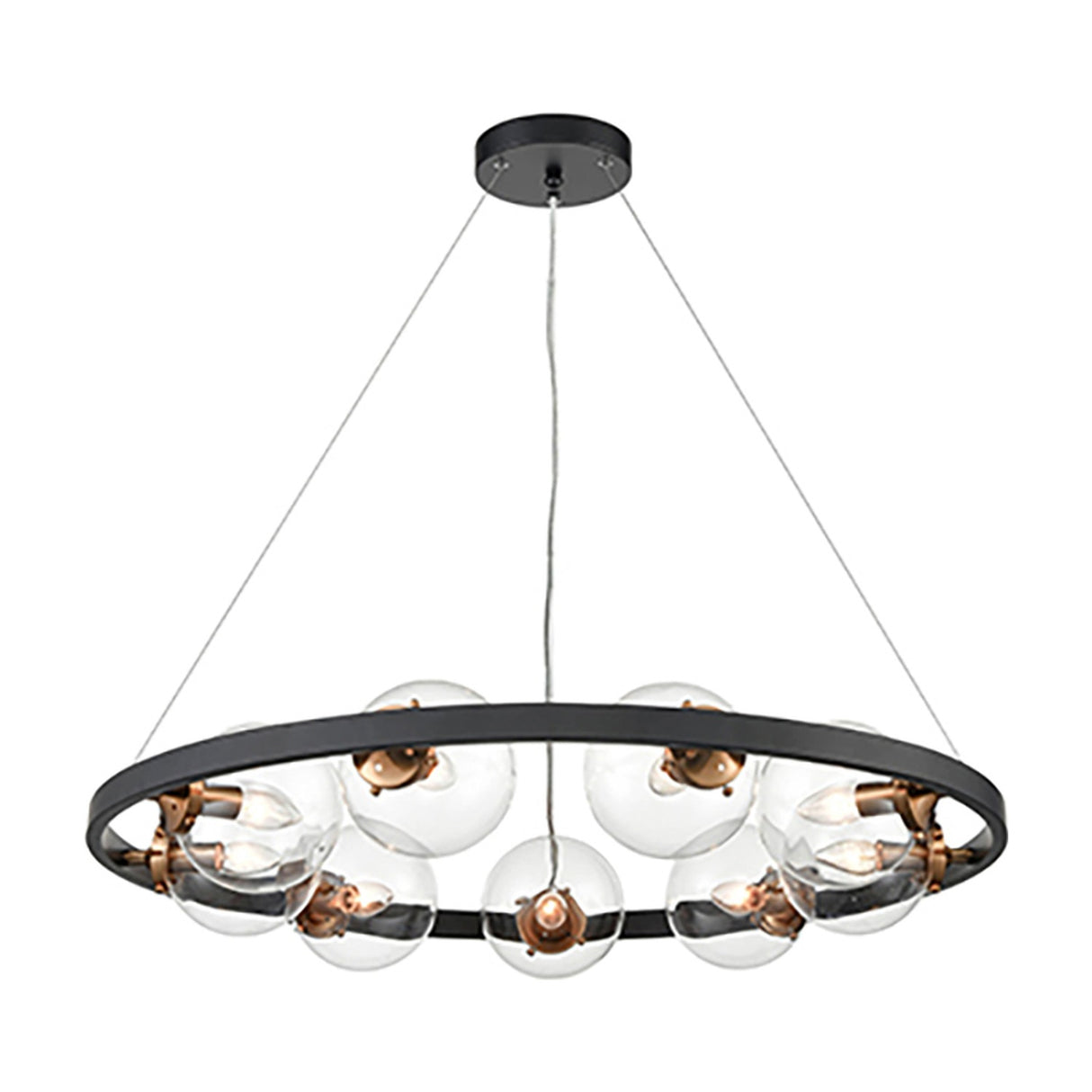 Roundell 9 light chandelier in black and gold finish, alternative view