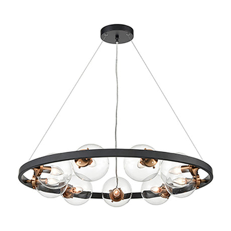 Roundell 9 light chandelier in black and gold finish, alternative view