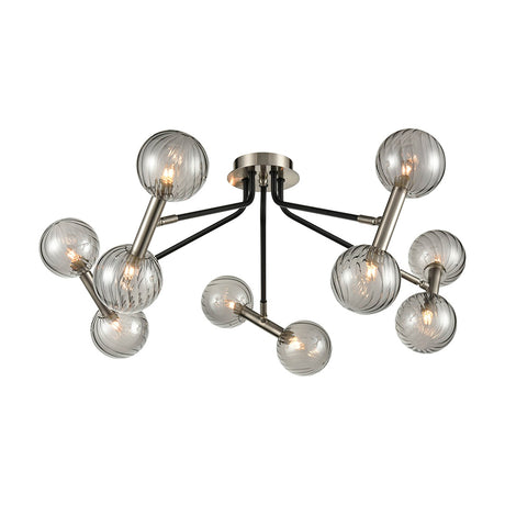 Atmo 10 light ceiling light in satin nickel finish