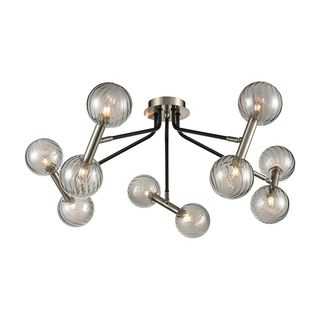 Atmo 10 light ceiling light in satin nickel finish