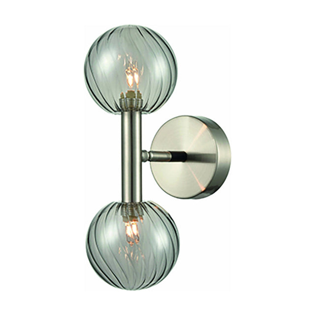 Atmo 2 light wall light in satin nickel finish