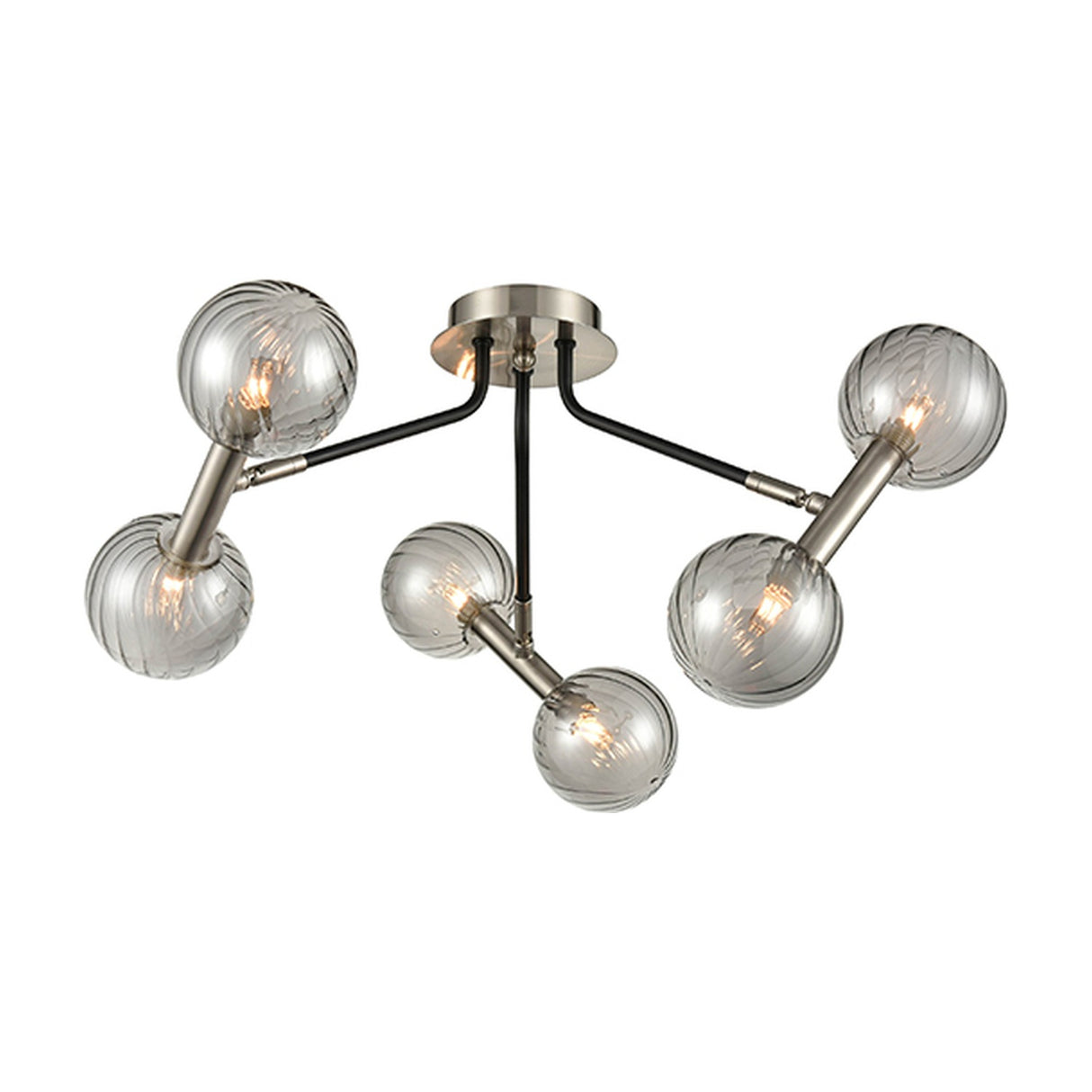 Atmo 6 light ceiling light in satin nickel finish