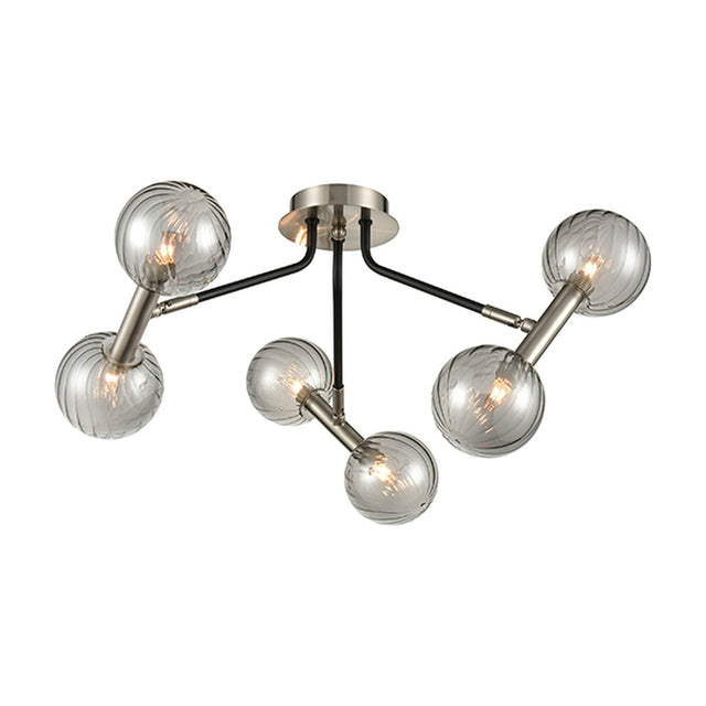Atmo 6 light ceiling light in satin nickel finish