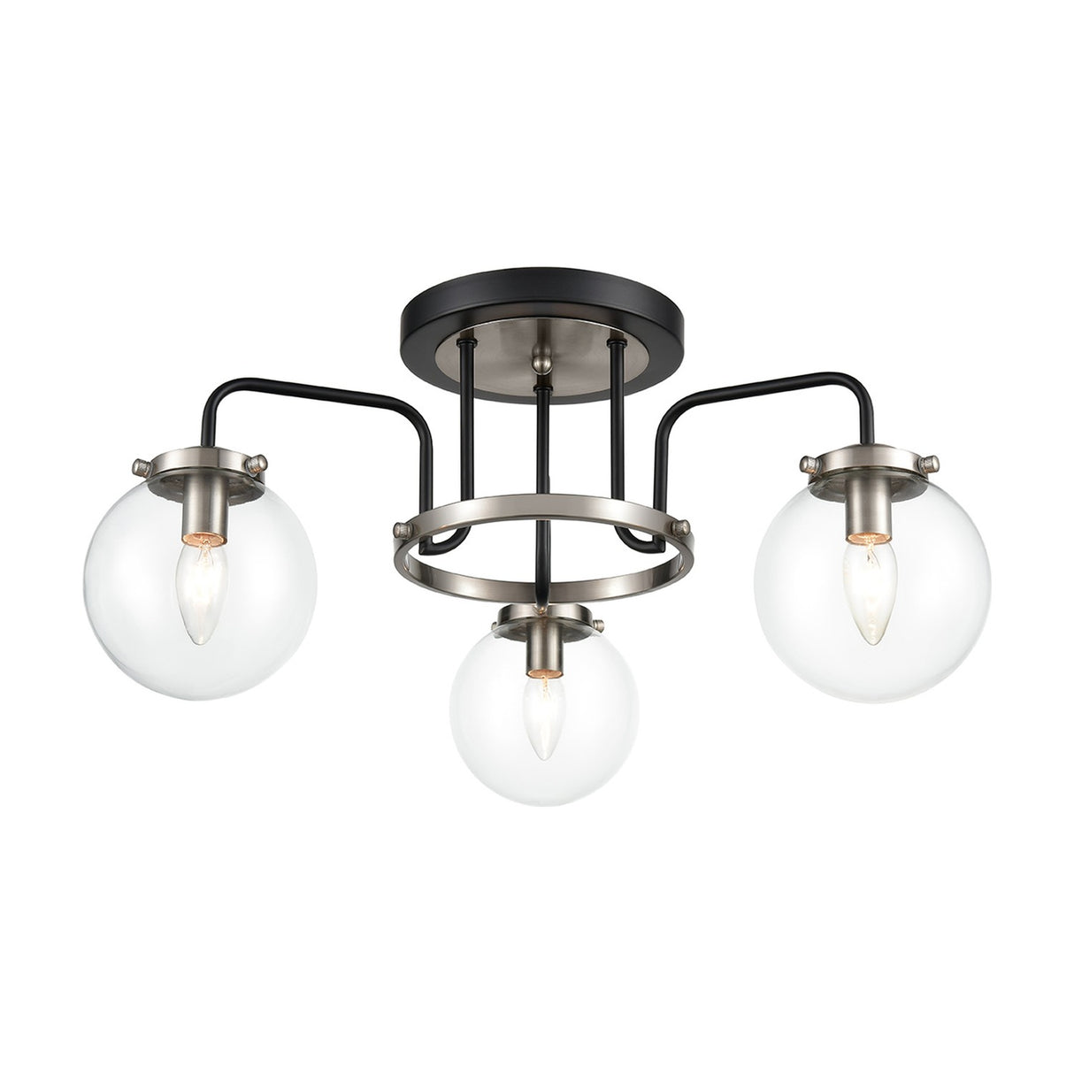 Lithos 3 light ceiling light in black and silver finish