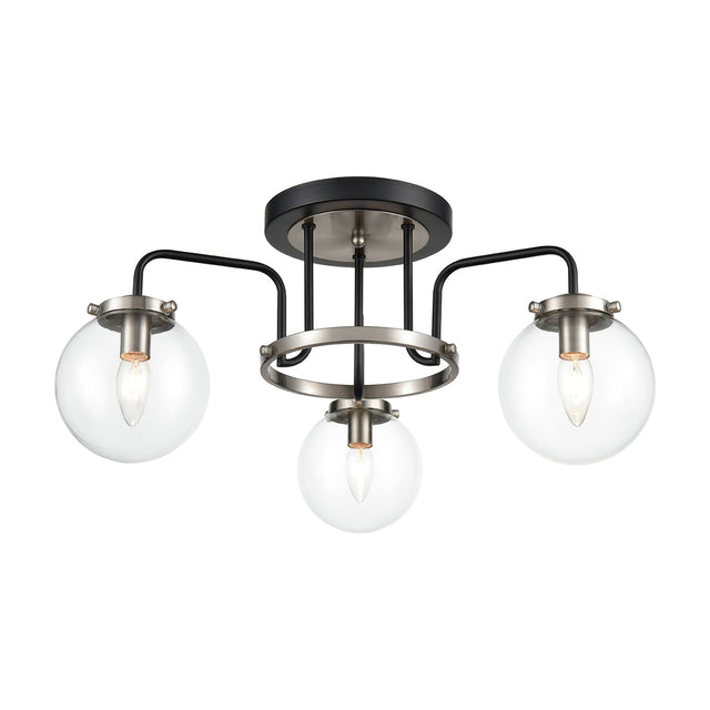 Lithos 3 light ceiling light in black and silver finish