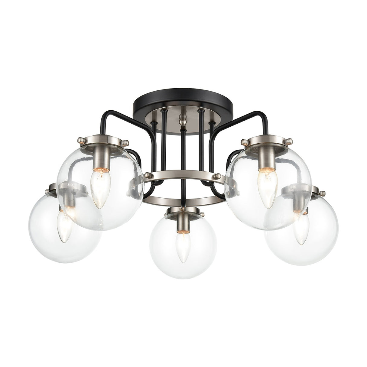 Lithos 5 light ceiling light in black and silver finish