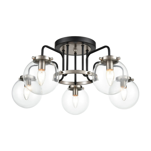 Lithos 5 light ceiling light in black and silver finish
