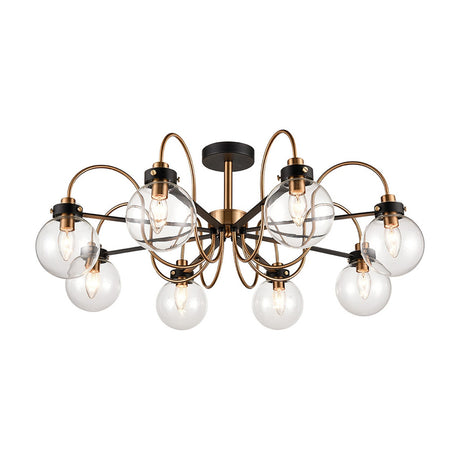 Equinox 8 light ceiling light in black and gold finish