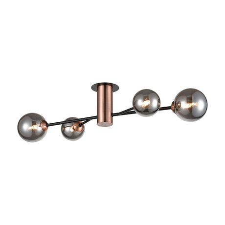 Solstice 4 light ceiling light in black and copper finish