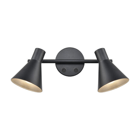 Skoop 2 light wall light in black and silver finish