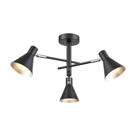 Skoop 3 light ceiling light in black and silver finish