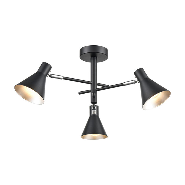 Skoop 3 light ceiling light in black and silver finish